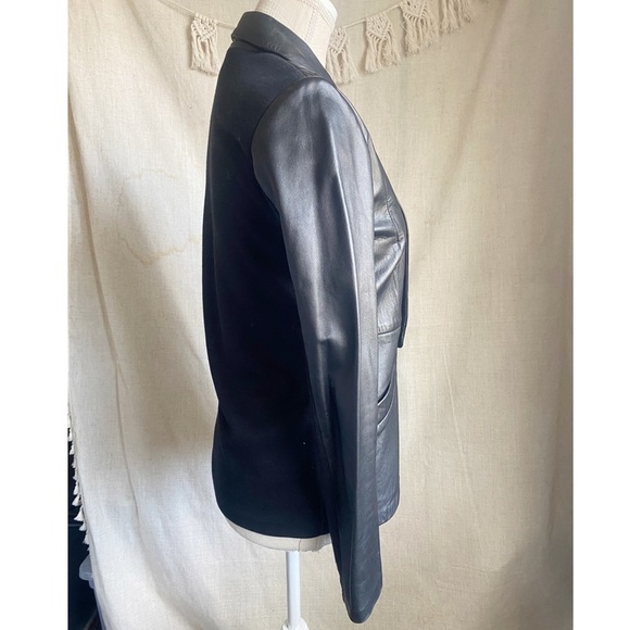 Central Park West Revolve Genuine Leather Black Blazer Jacket Size Small - Picture 4 of 9